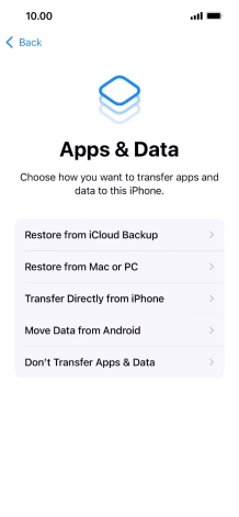Press Don't Transfer Apps & Data and follow the instructions on the screen to finish the activation.