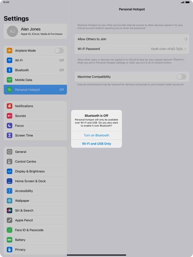 If Wi-Fi is turned on, press Wi-Fi and USB Only. If Wi-Fi is turned on, press Wi-Fi and USB Only.