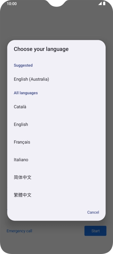 Press the required language.