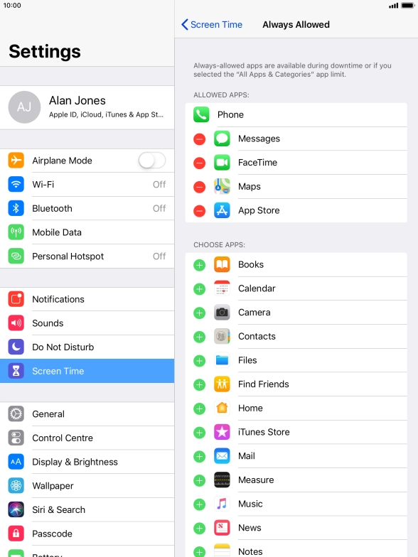 Press the remove icon next to the required app to remove it from the list of allowed apps during Downtime. Press the remove icon next to the required app to remove it from the list of allowed apps during Downtime.
