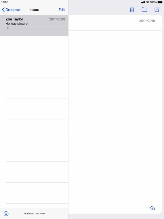 Press the new email message icon. Press the new email message icon.