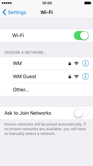 Press the required Wi-Fi network and key in the password for the Wi-Fi network.