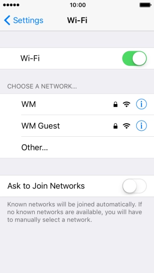 Press the required Wi-Fi network and key in the password for the Wi-Fi network.