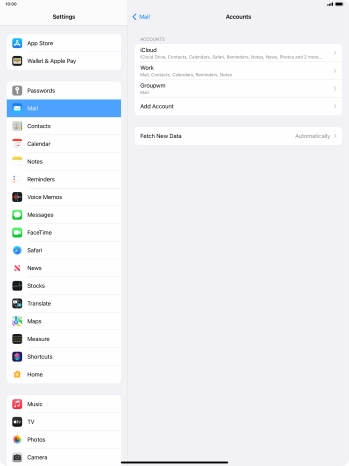 Press the name of the email account you've just set up.