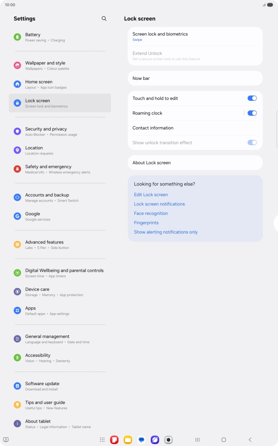Press Screen lock and biometrics. Press Screen lock and biometrics.