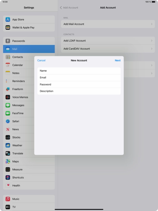 Press Description and key in the required name.