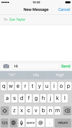 Press Send when you've finished your iMessage.