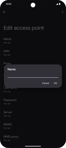 Key in Vodafone Internet and press OK.