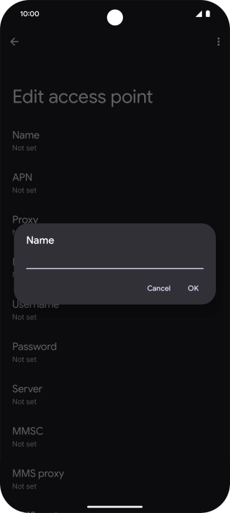 Key in Vodafone Internet and press OK.