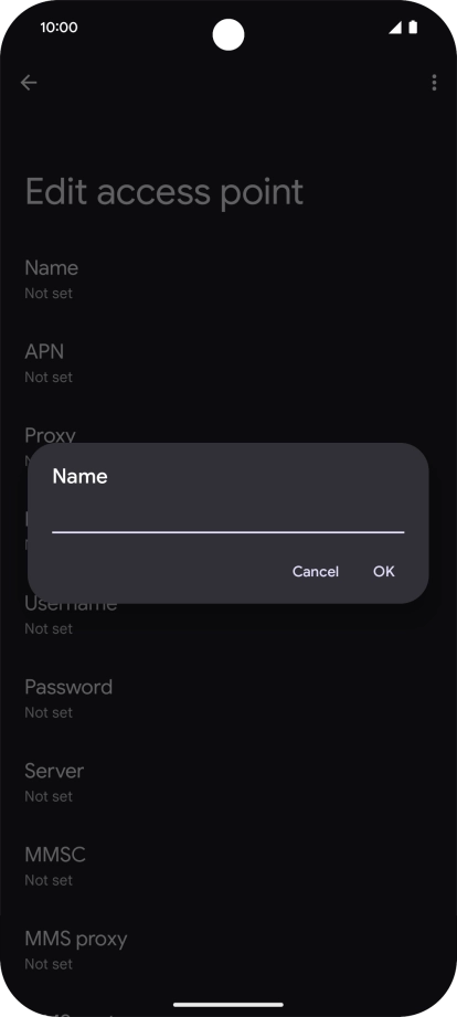 Key in Vodafone Internet and press OK.