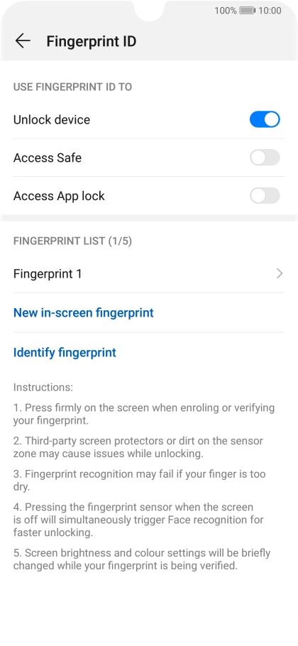 Press the indicators next to the required settings to turn them on or off.