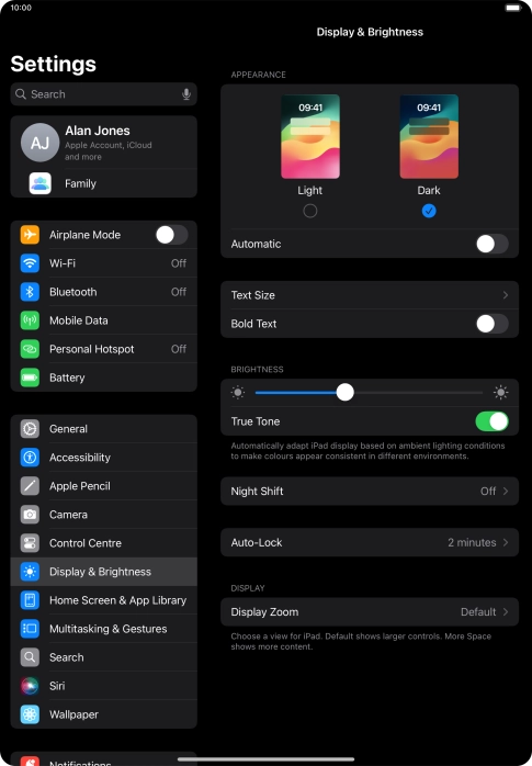 Press the indicator next to 