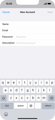 Press Password and key in the password for your email account.