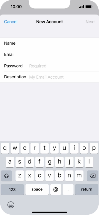 Press Password and key in the password for your email account.
