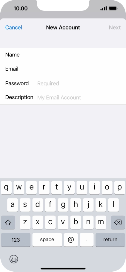 Press Password and key in the password for your email account.