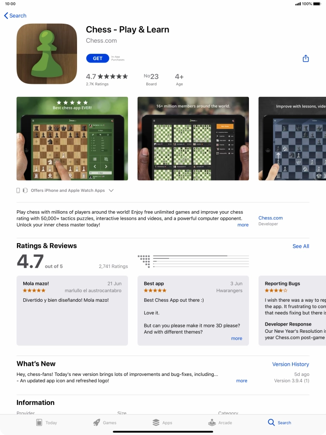 Press GET and follow the instructions on the screen to install the app.