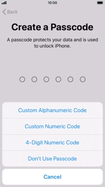 Follow the instructions on the screen to turn on use of phone lock code or press Don't Use Passcode.