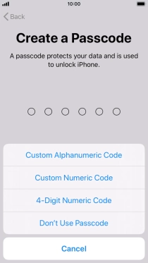 Follow the instructions on the screen to turn on use of phone lock code or press Don't Use Passcode.