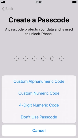 Follow the instructions on the screen to turn on use of phone lock code or press Don't Use Passcode.