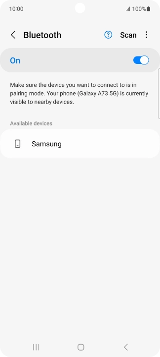 Press the required Bluetooth device and follow the instructions on the screen to pair the device with your phone.