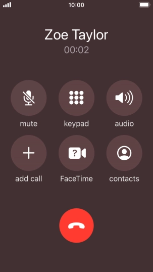 Press the end call icon to end the call.