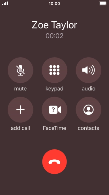 Press the end call icon to end the call.