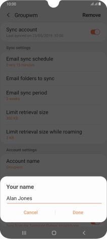 Key in the required sender name and press Done.
