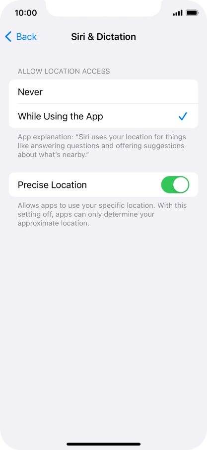 Press the required setting to turn the function on or off.