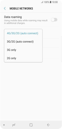 Press the required network mode.