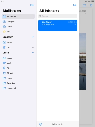Press the required email account.