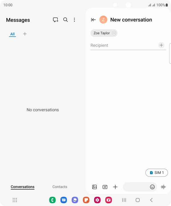 Press the text input field and write the text for your picture message.