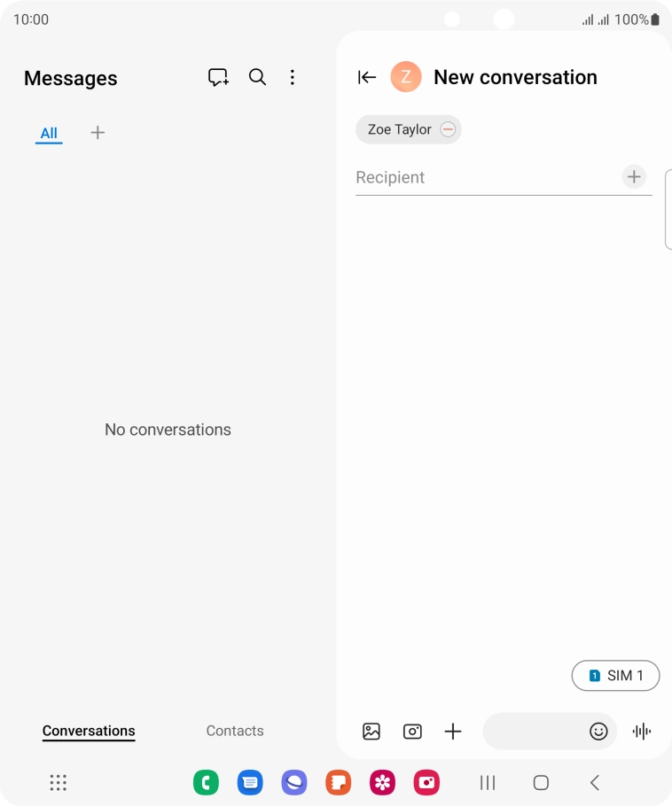 Press the text input field and write the text for your picture message.