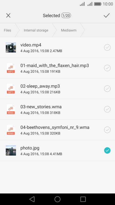 Press the confirm icon.
