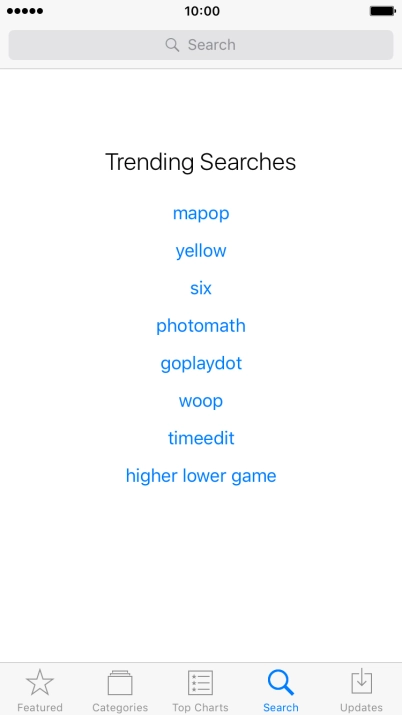 Press the search field and key in the name or subject of the required app.
