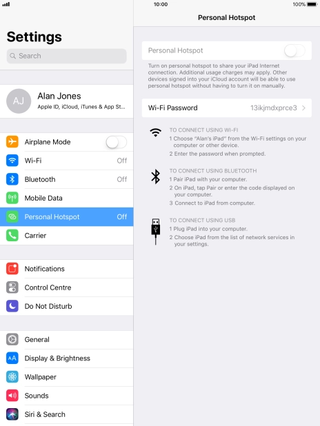 Press the indicator next to 