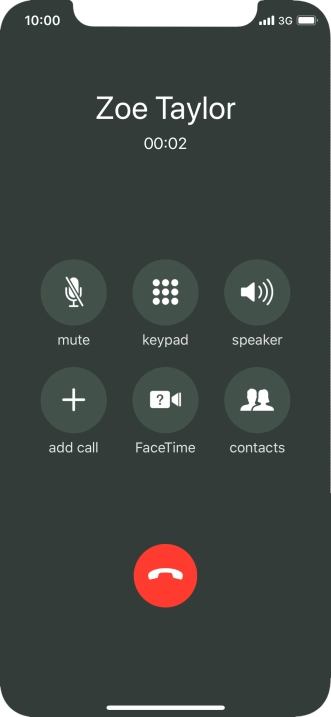 Press the end call icon to end the call.