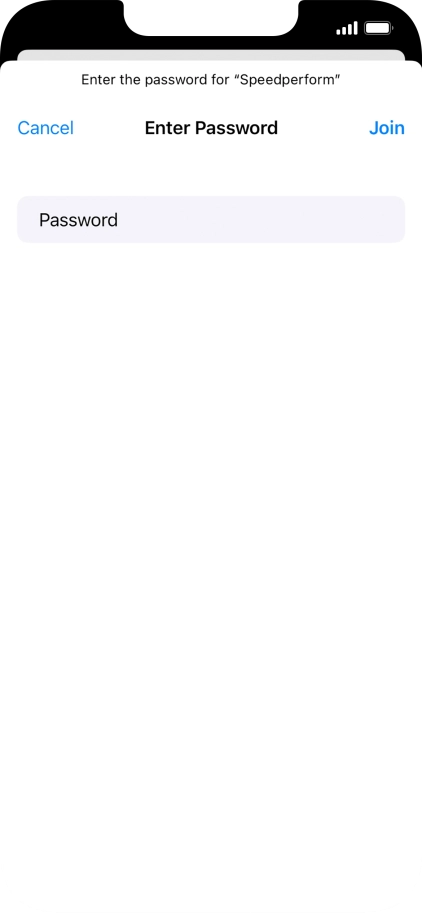 Key in the password for the Wi-Fi network and press Join.