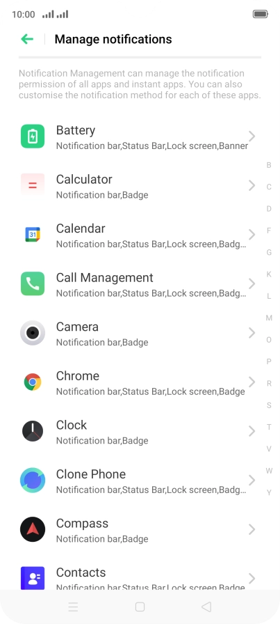 Press the required app.