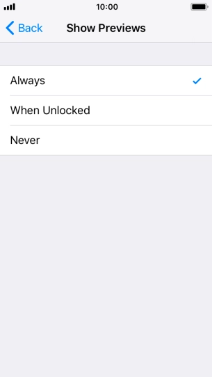 To select notification preview on the lock screen, press Always.