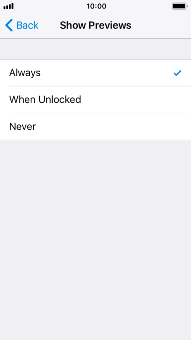 To select notification preview on the lock screen, press Always.