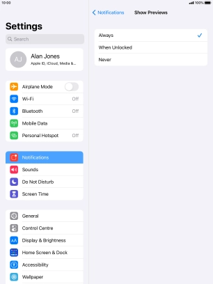 To select notification preview on the lock screen, press Always. To select notification preview on the lock screen, press Always.