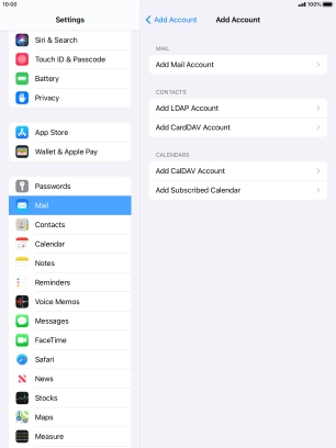 Press Add Mail Account. Press Add Mail Account.