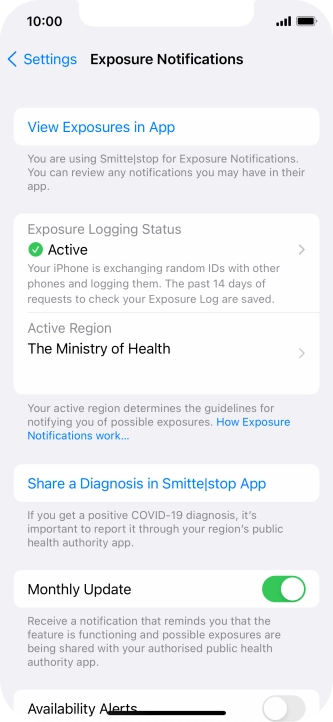 Press Exposure Logging Status.