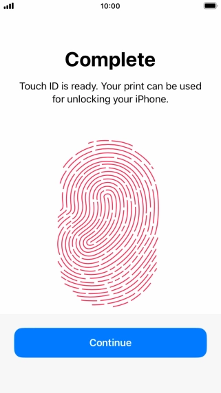 Press Continue. If you haven't previously selected a phone lock code, key in a code of your own choice twice.