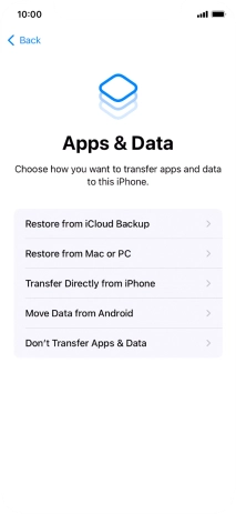 Press Don't Transfer Apps & Data and follow the instructions on the screen to finish the activation.