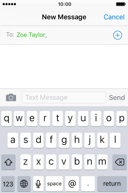 Press the text input field and write the text for your text message.