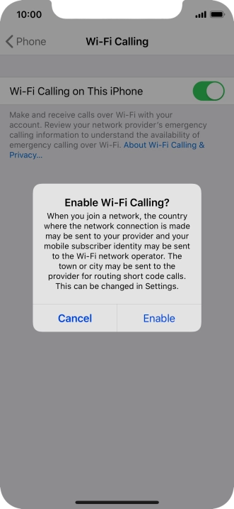 If you turn on the function, press Enable.