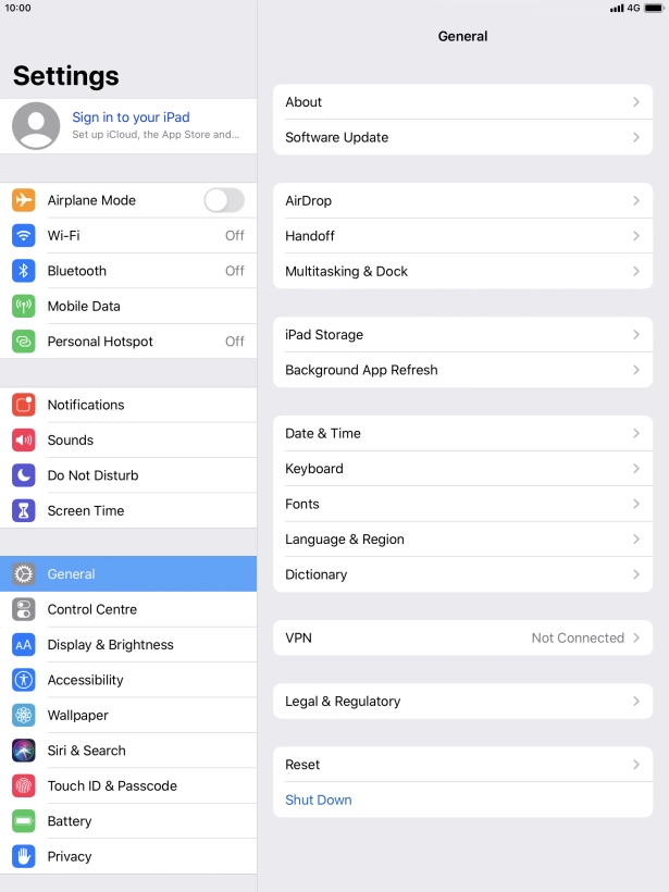 Press Sign in to your iPad. Press Sign in to your iPad.