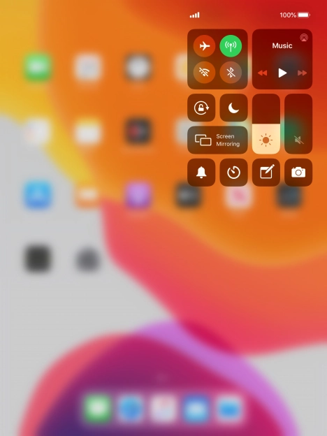 Press the required function to open an application or turn the function on or off.