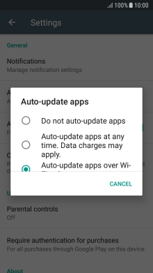 To turn off automatic update of apps, press Do not auto-update apps.